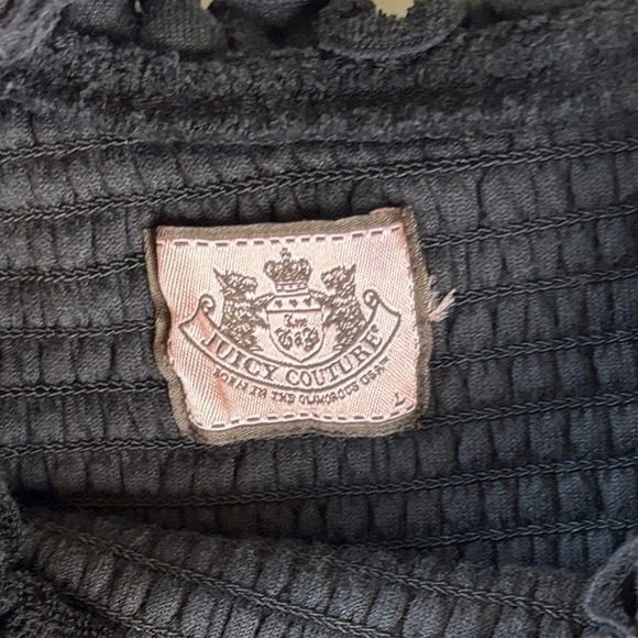 Juicy Couture One-Shoulder Terry Mini Dress Smocked Bodice‎ Black Size L - Picture 4 of 7